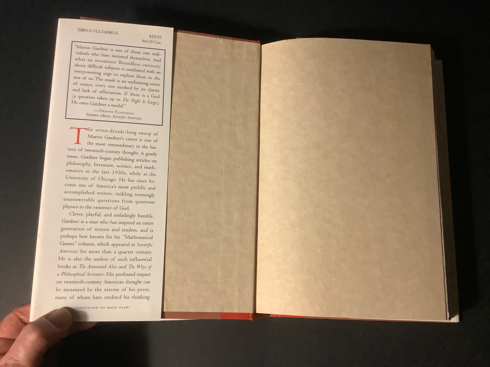 THE NIGHT IS LARGE: MARTIN GARDNER Collected Essays 1938-1995 1st Ed. 1996 HC/DJ