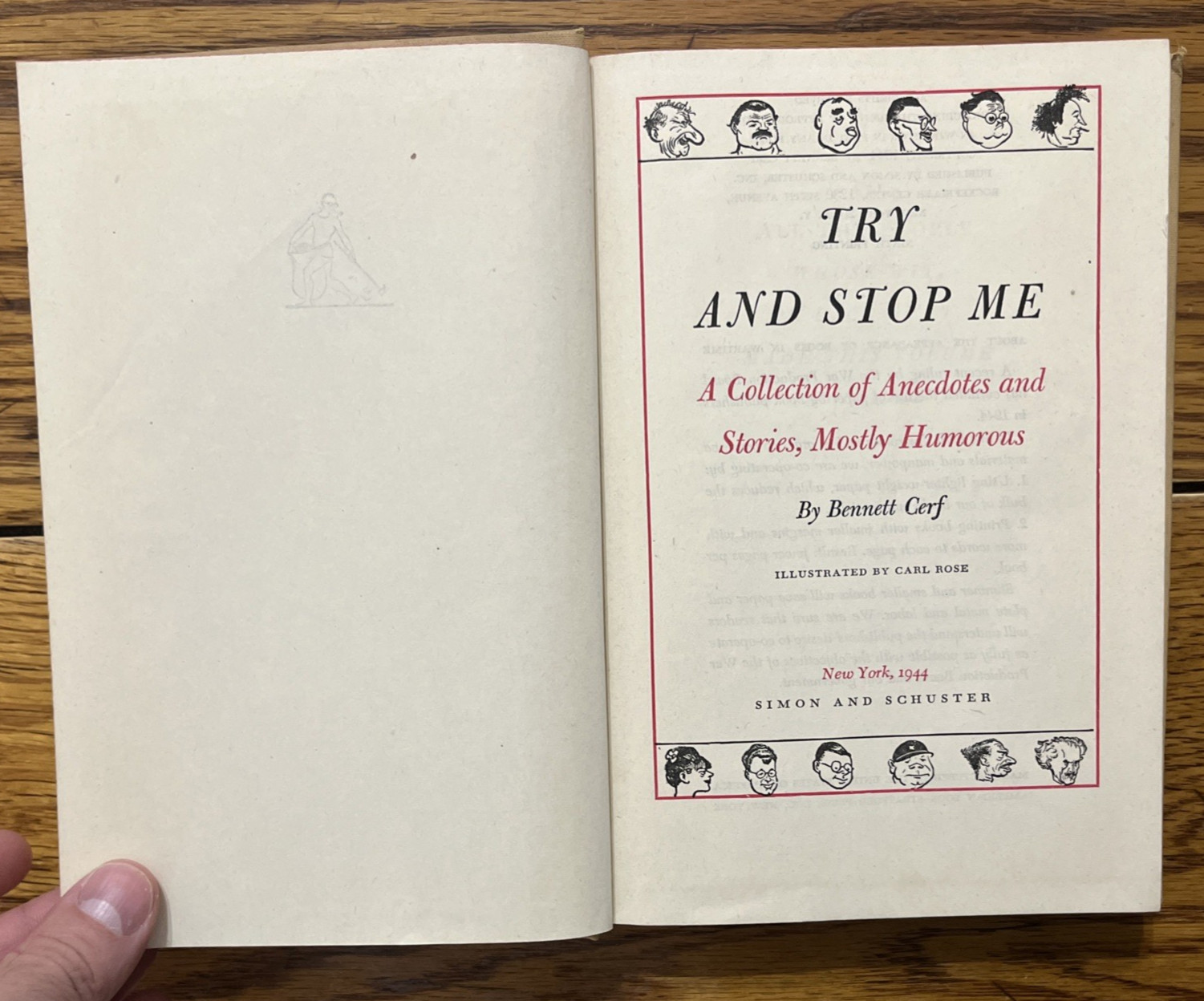Try And Stop Me by Bennett Cerf HC 1944 Anecdotes, Stories, Jokes