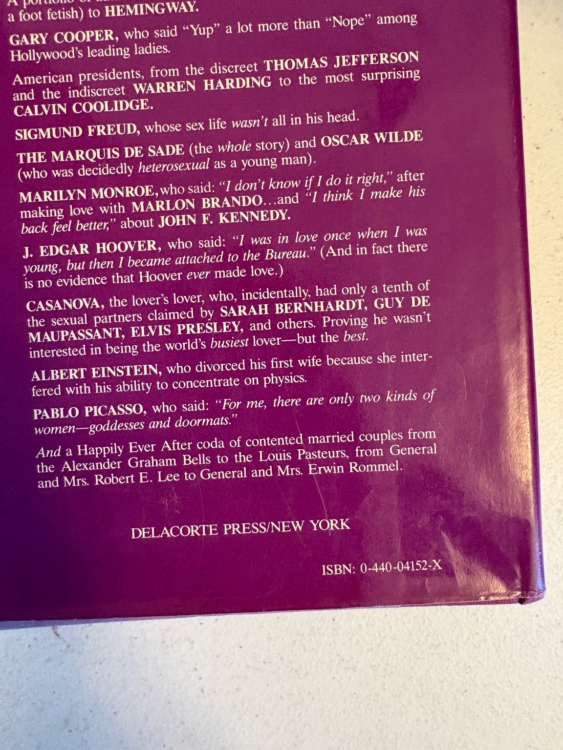 The Intimate Sex Lives of Famous People Wallace 1981 Biography Delacorte Press