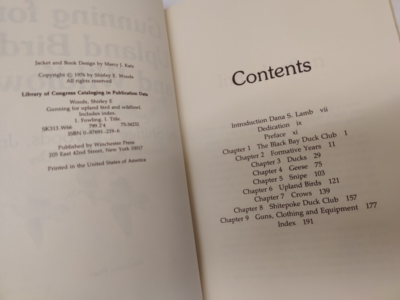 GUNNING FOR UPLAND BIRDS AND WILDFOWL By Shirley E. Woods – Hardcover 194 Pages