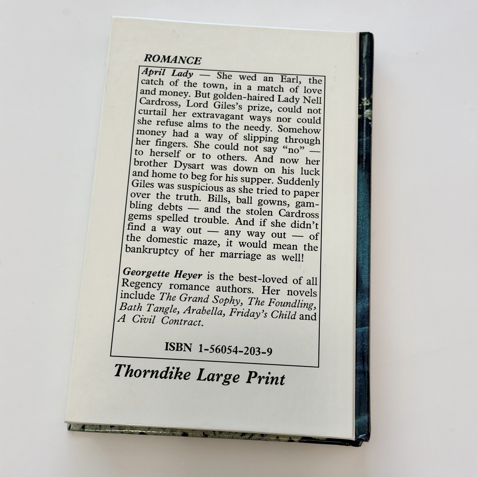 April Lady by Georgette Heyer – Thorndike Press Large Print HC – Regency Romance