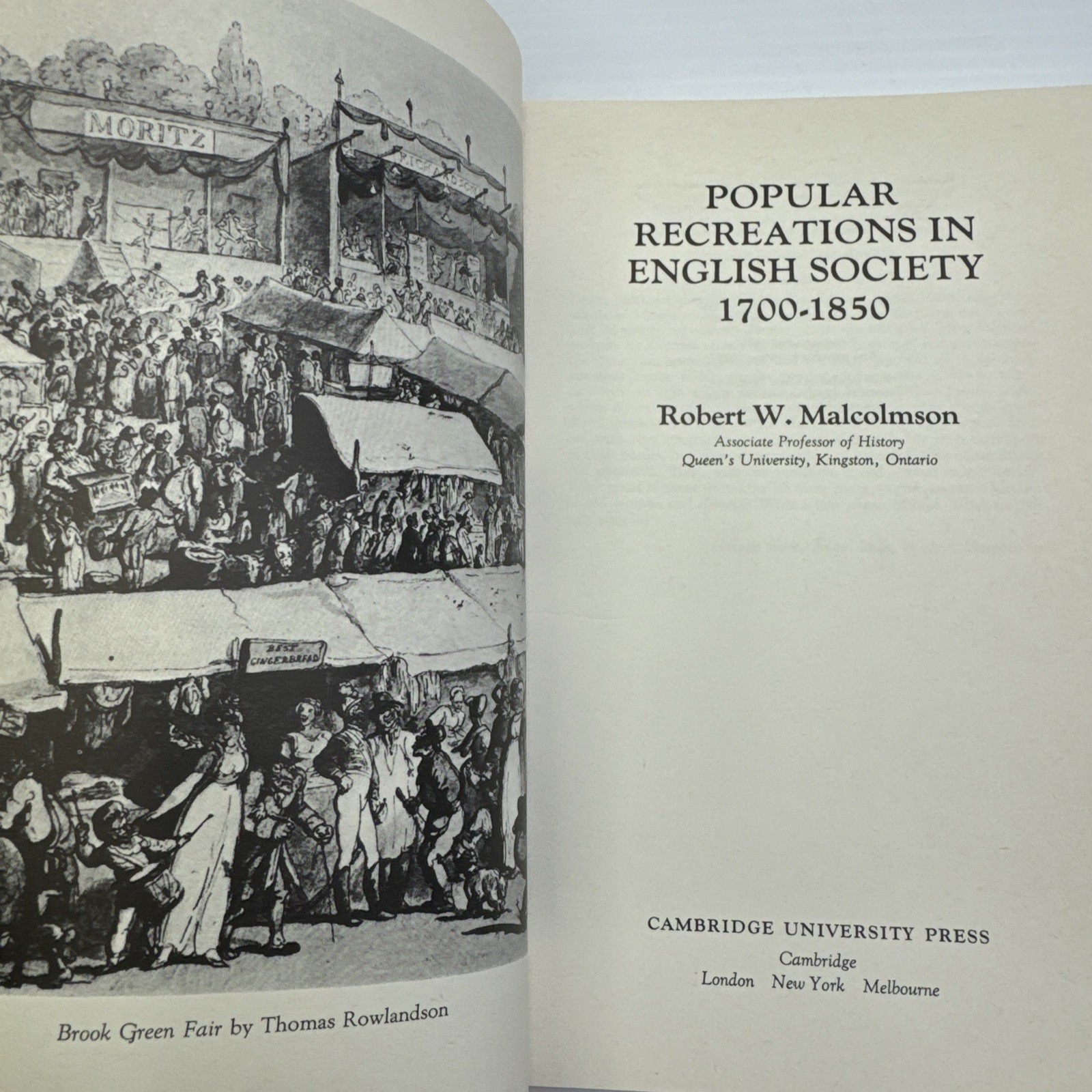 Popular Recreations in English Society 1700-1850 Robert W. Malcolmson PB 1979