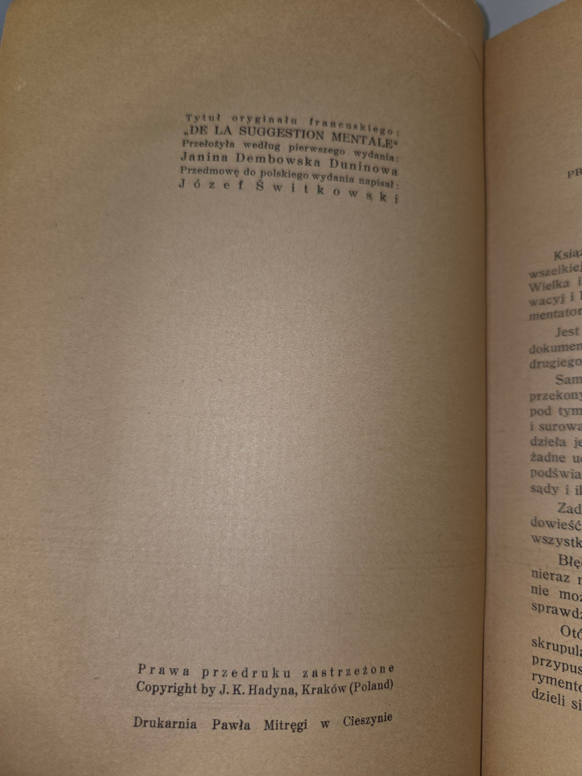 O Sugestji Myślowej Julian Ochorowicz 1937 Polish Psychology Philosophy