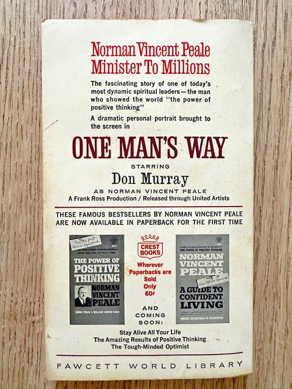 Vintage Paperback Norman Vincent Peale Minister to Millions By Arthur Gordon