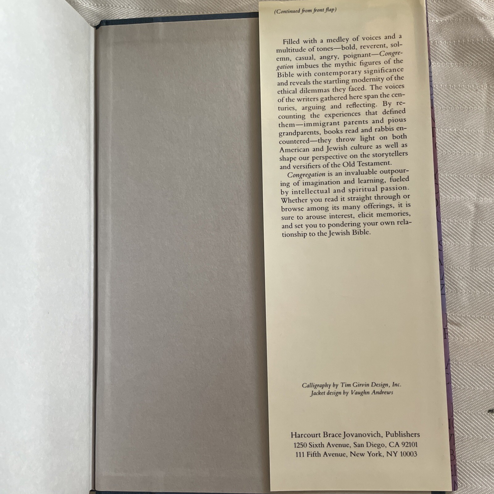 Congregation Contemporary Writers Read the Jewish Bible David Rosenberg 1987 HC