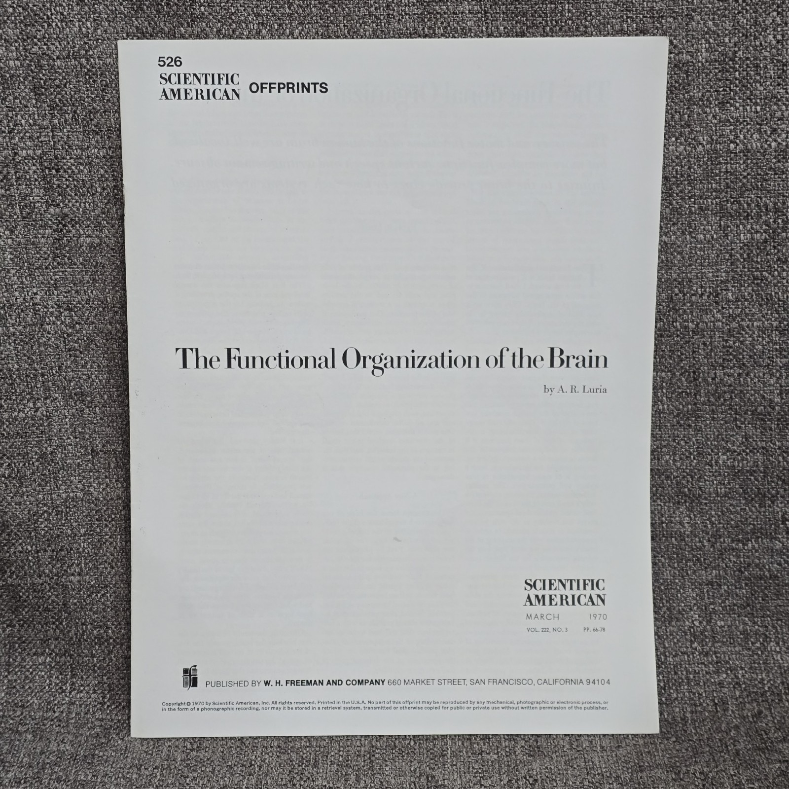 Scientific American Offprints 10- Vintage Pamphlets In Dust Cover – Brain/Memory