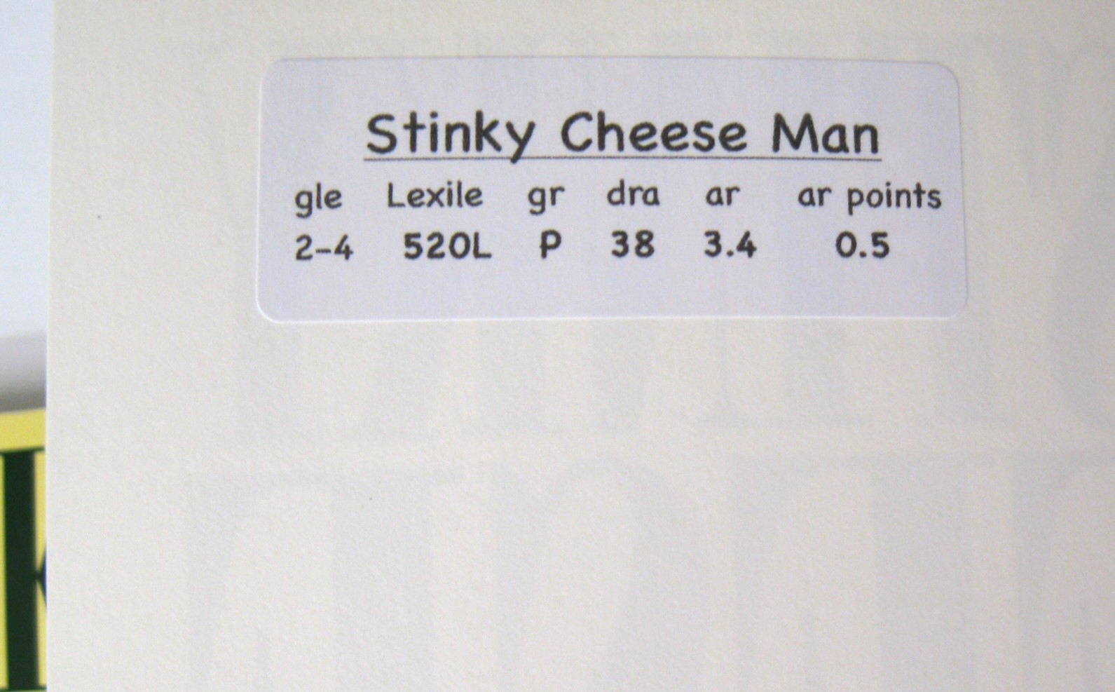 THE STINKY CHEESE MAN Jon Scieszka 4 BOOKS for Leveled Guided Reading