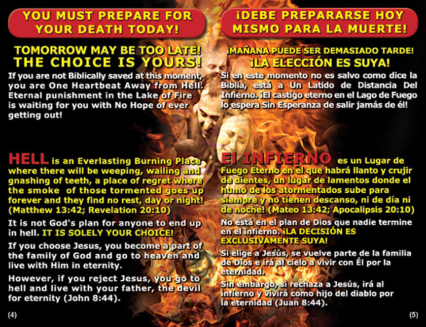 SPANISH/ENGLISH, RAPTURE BIBLE Tracts, 40 Pack in 2 Covers, 20 Pages Each