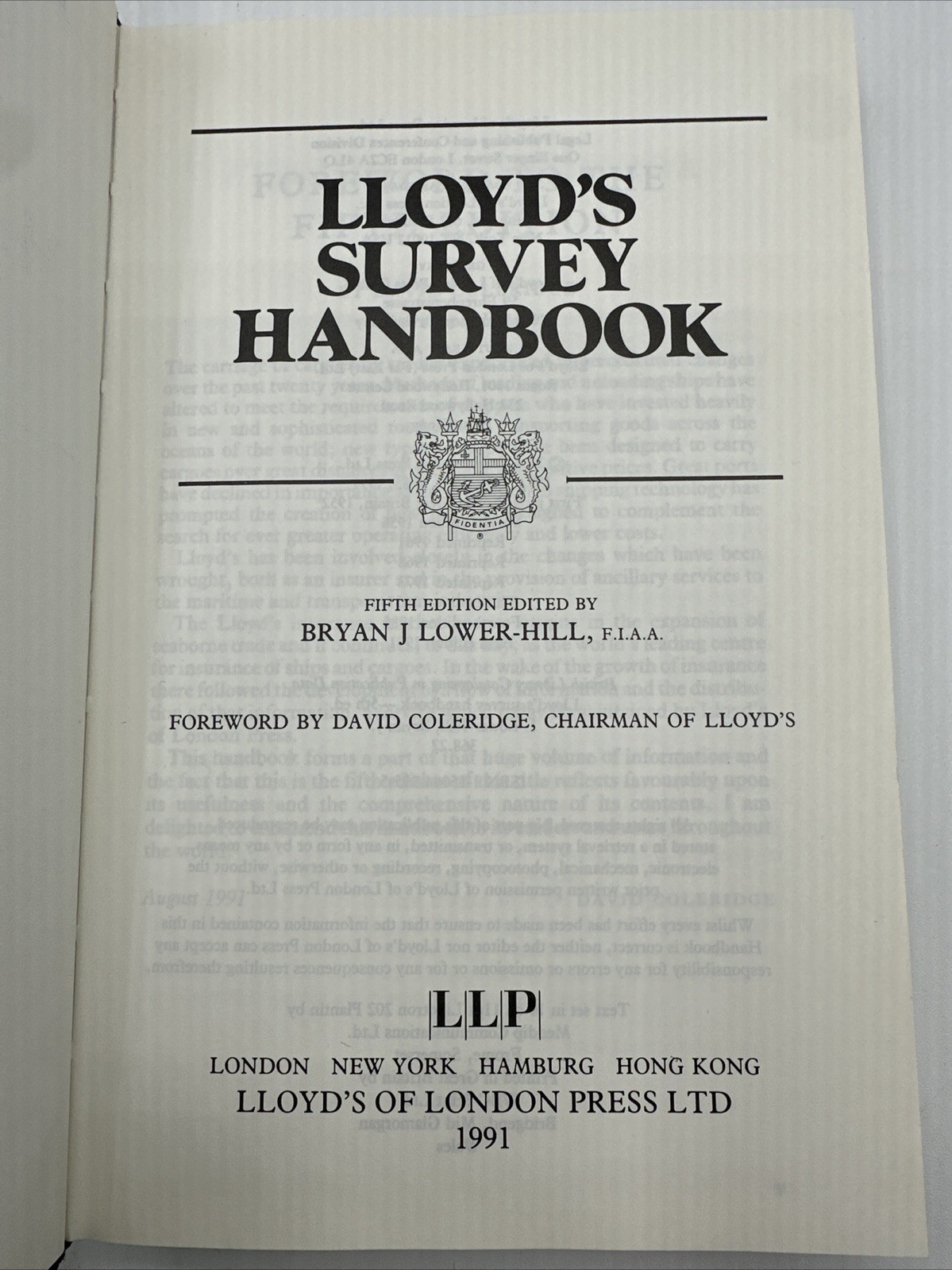 LLoyd’s Survey Handbook 1991 Hardcover 337 Total Pages 5th Edition