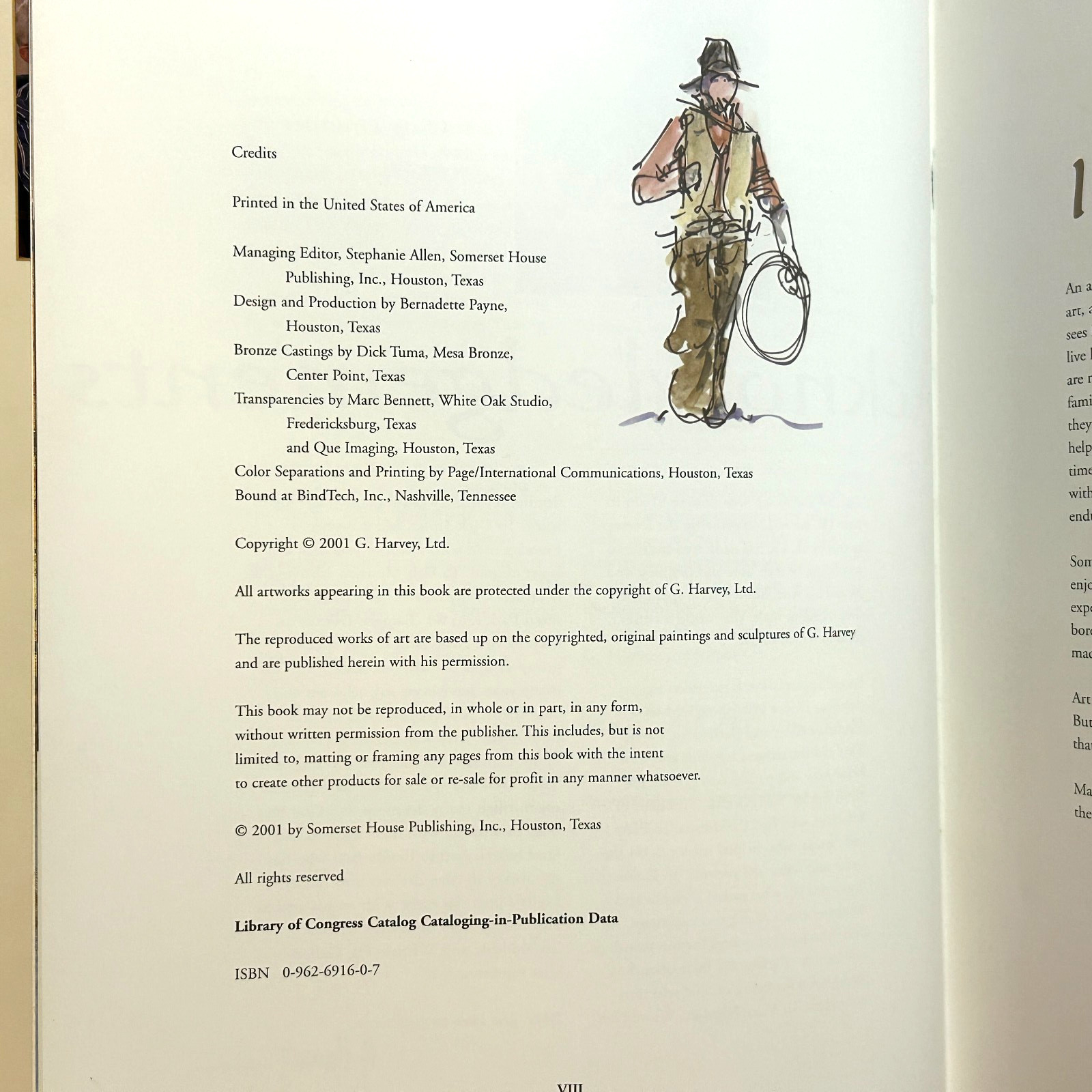 G. Harvey The Western Series 2001 Hardcover Art Book
