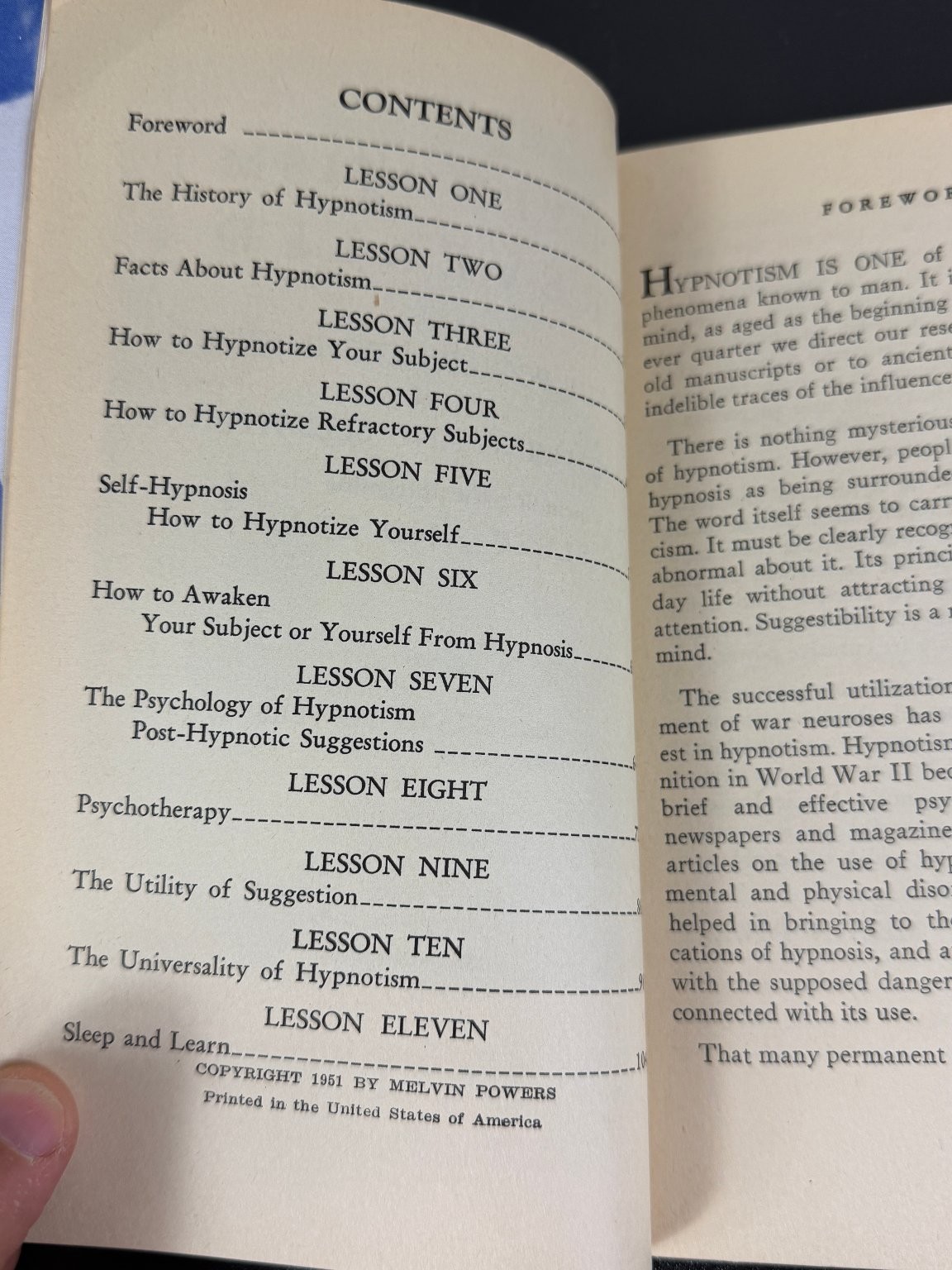 Hypnotism Revealed Melvin Powers 1951 Eighth Edition – Kreskin collection