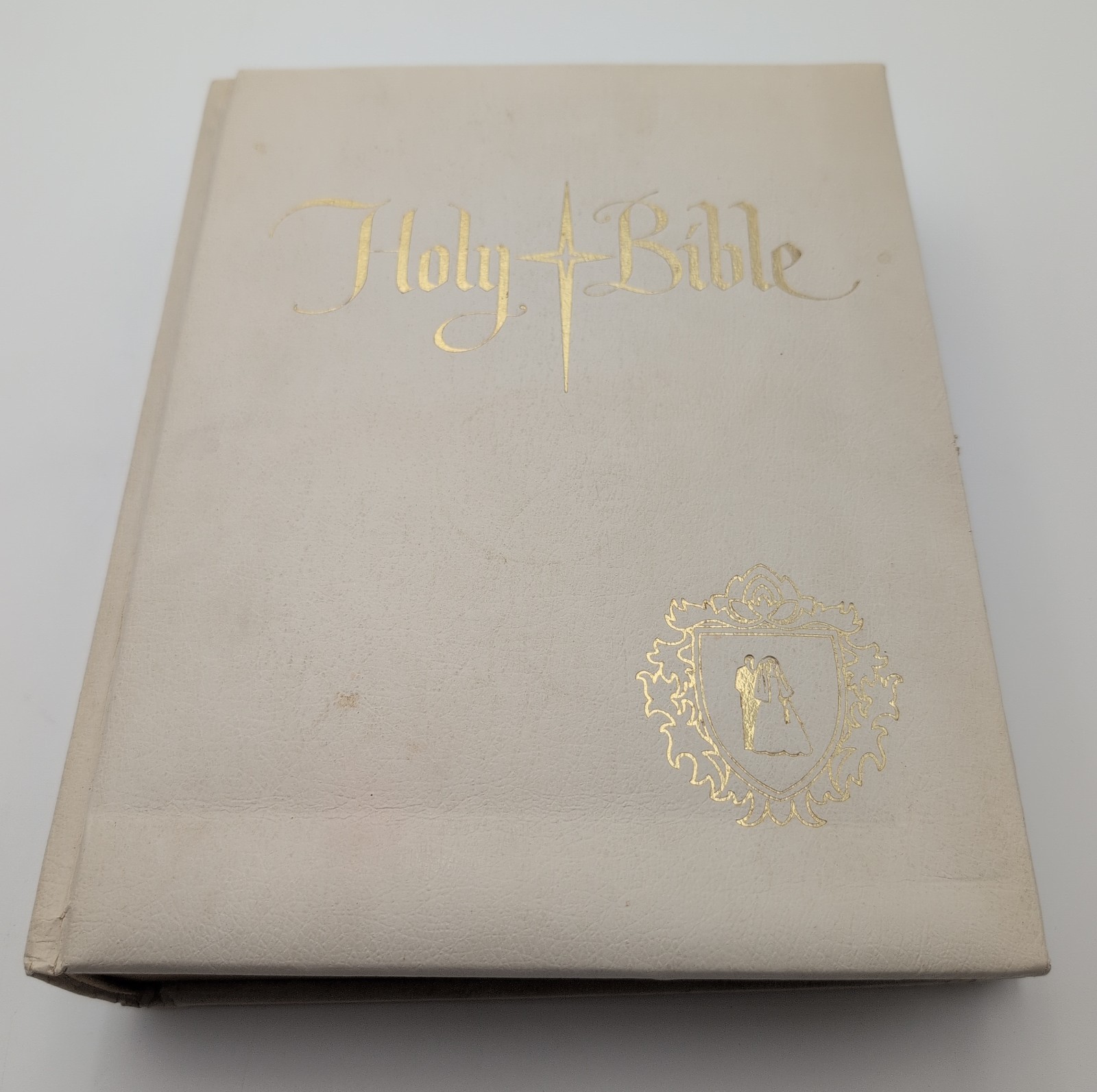 Vintage Large Holy Bible King James Version 1960 White Gold Edges HC Georgia