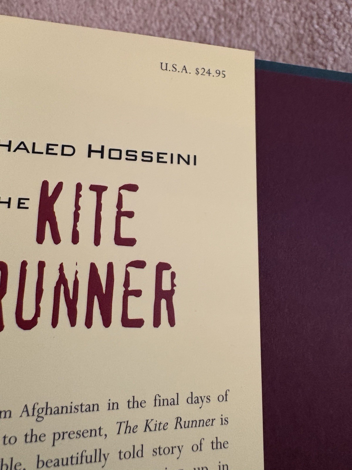 Khaled Hosseini, THE KITE RUNNER, 1st/15th Printing, HC, Gift Quality