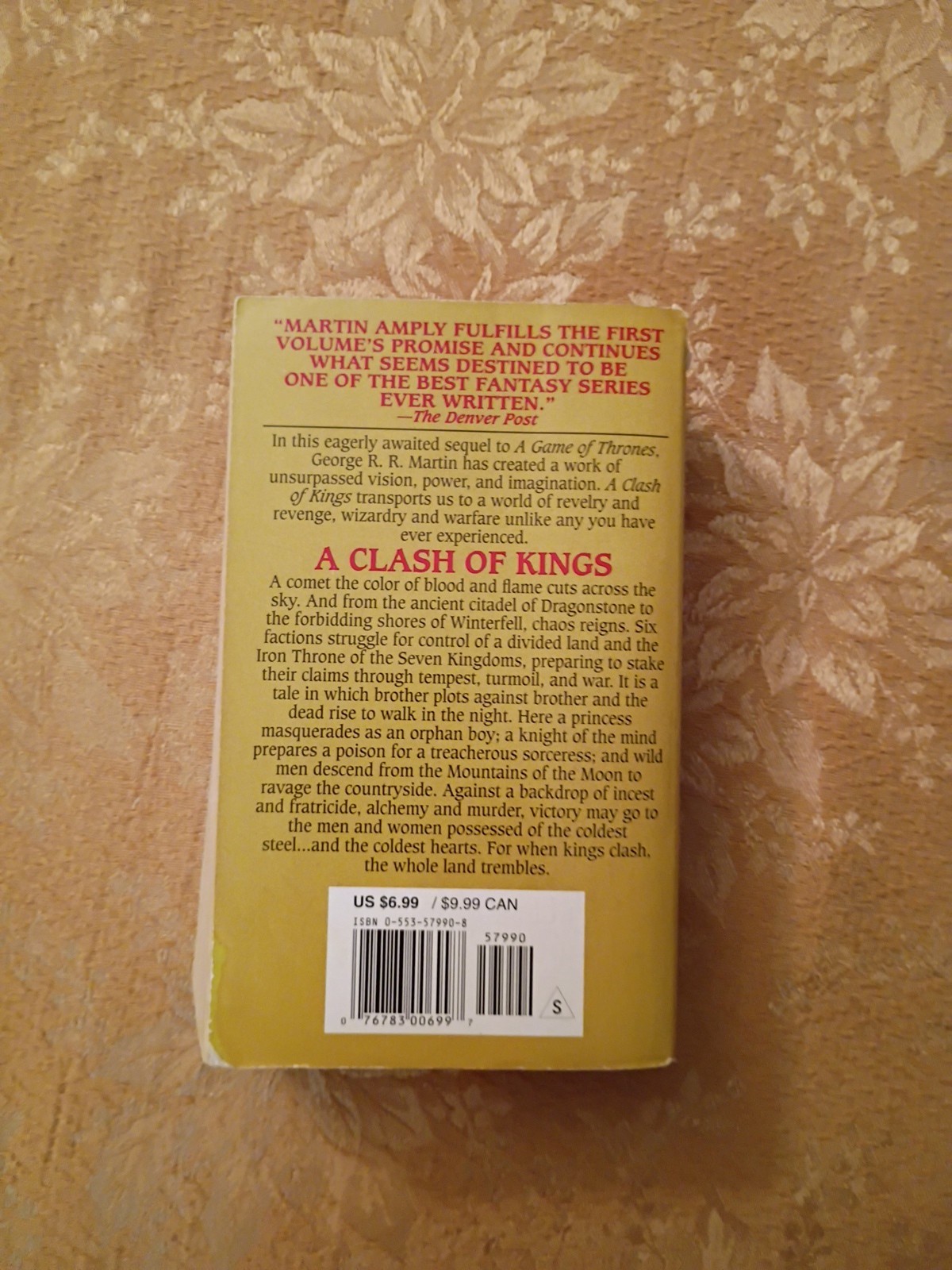 1999 A Clash Of Kings George R R Martin Bantam Spectra Paperback Fantasy Book