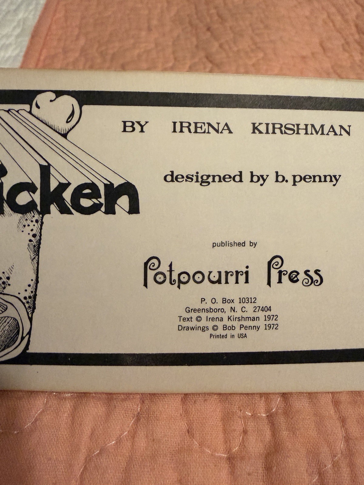 Vintage 1972 Potpourri Press “Chicken” Cookbook Mailer Retro Recipe Ephemera MCM