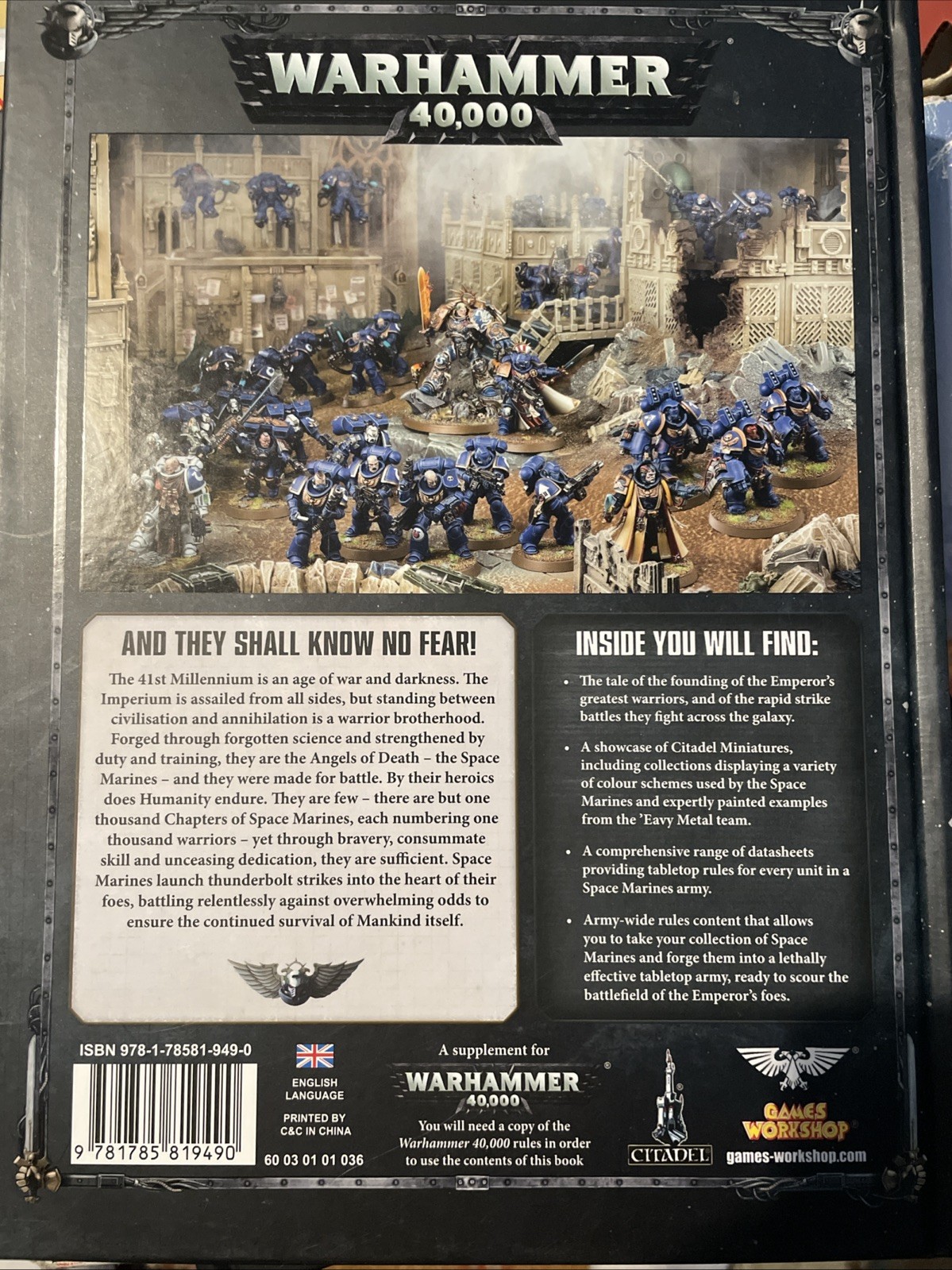 Warhammer 40k Codex Adeptus Astartes Space Marines Hardcover Book Games Workshop