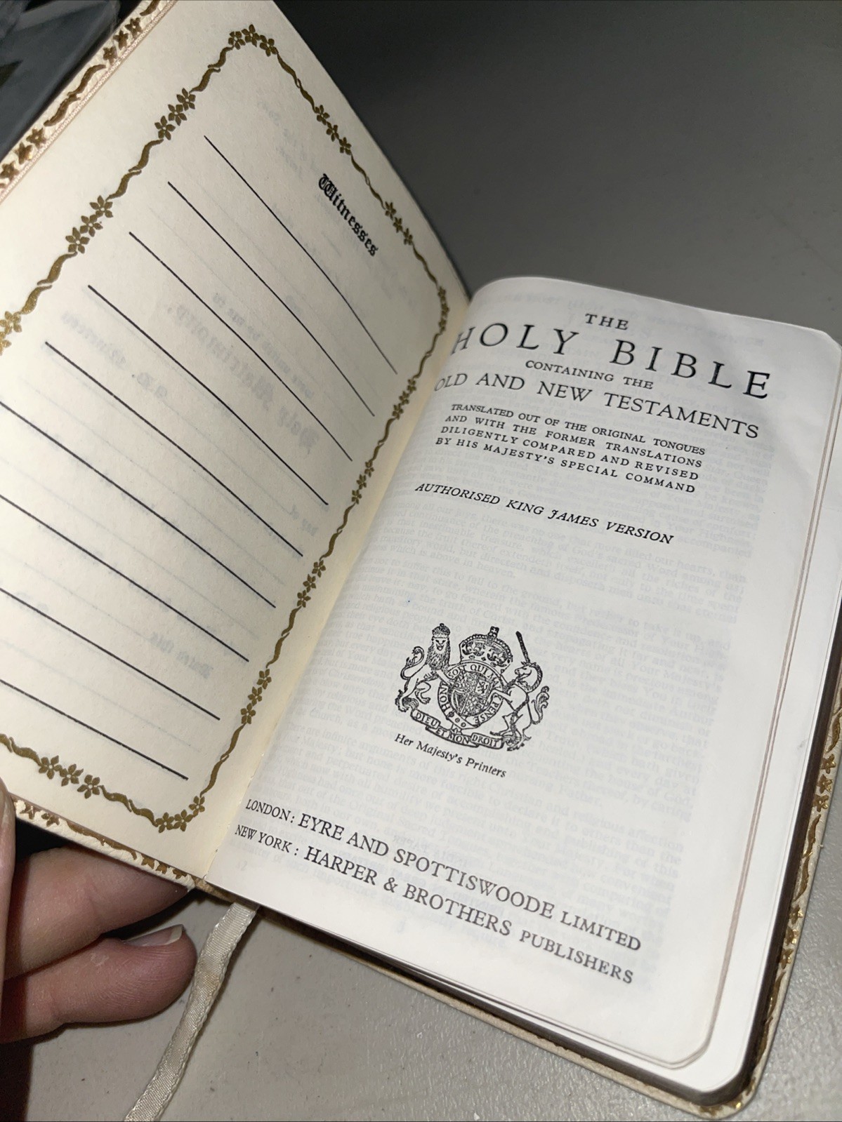 Vintage Wedding Bible KJV Unused Harper Printed In England 1950-60? 3.75” X 5.5”