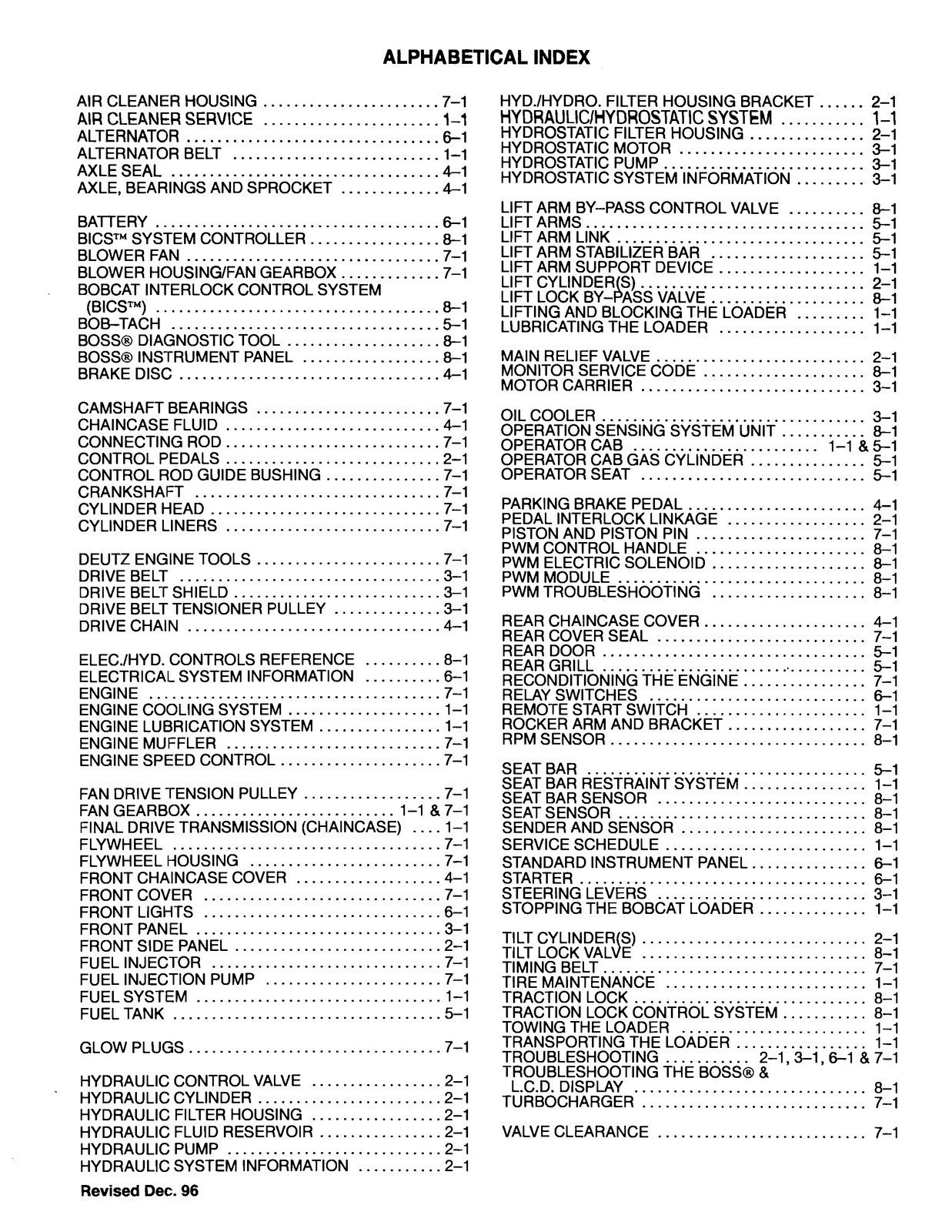 BOBCAT 873 Service Repair Manual – FIXED – COVERED – XL FOLDOUT PAGES