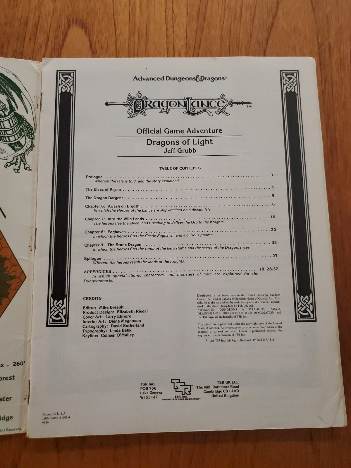 TSR AD&D Dragonlance DL7 Dragons of Light W/Map 9136 Missing character flap