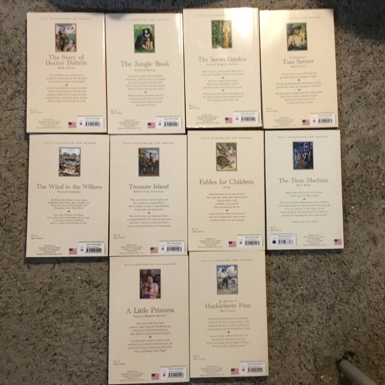 Books, Junior Classics, set of 10, age 7+, paperback, Dalmatian Press 2011- 2012