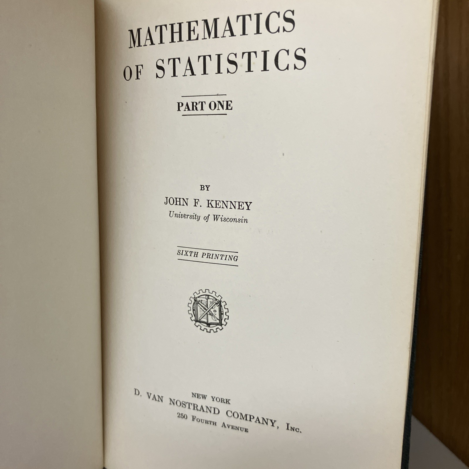 Vintage 1945 Mathematics of Statistics Part 1 John Kenney Nostrand Hardcover