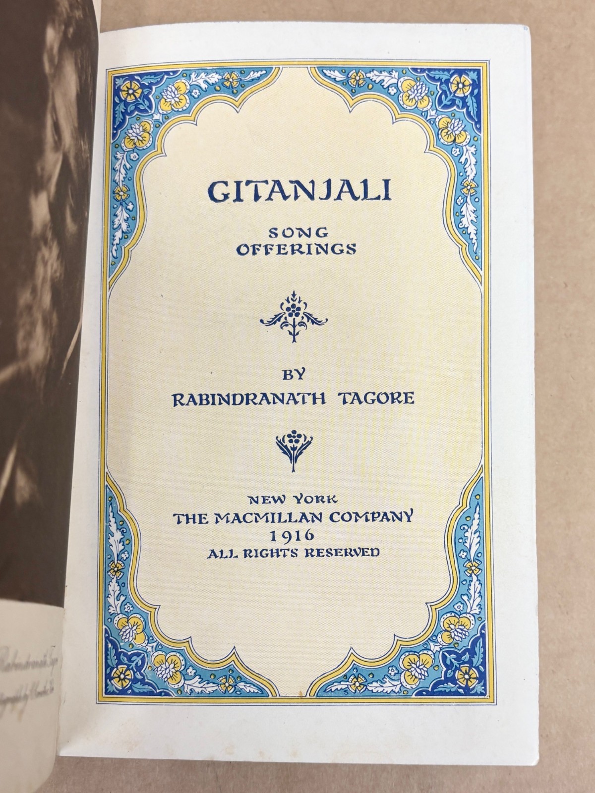 1916 Gitanjali Song Offerings by Rabindranath Tagore hardcover Bolpur Edition