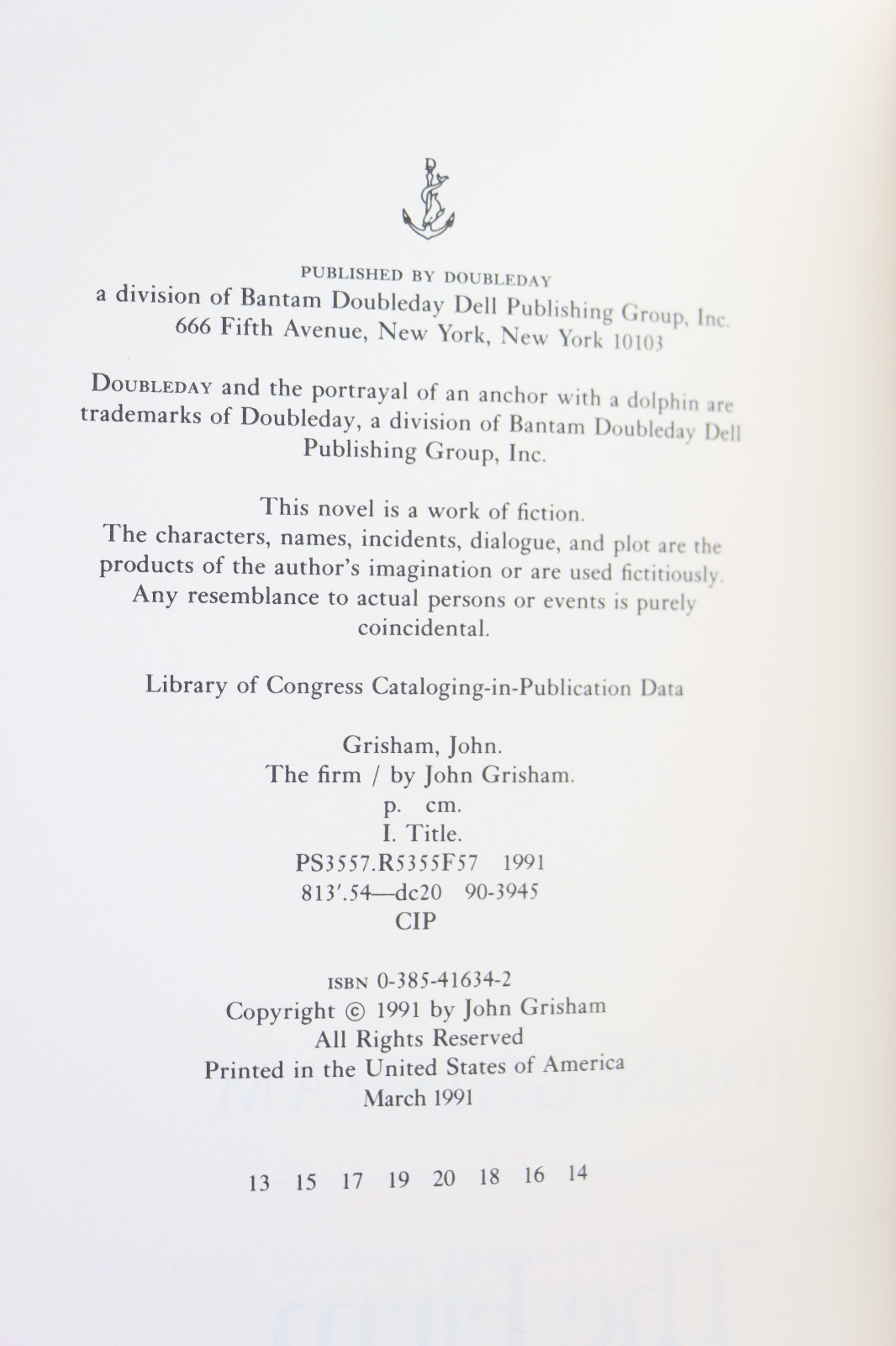 The Firm A Novel John Grishman Doubleday 1991