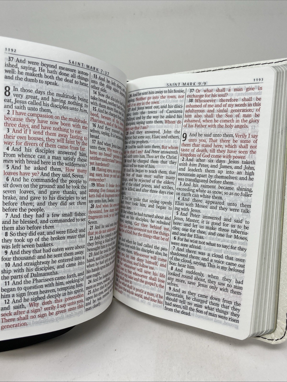 KJV Bible Compact Faux Leather White by Christian Art Gifts VG FREE SHIPPING!
