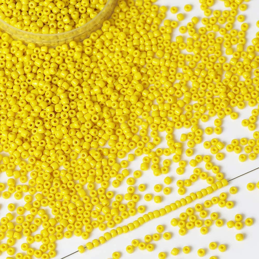 Opaque Yellow Color 3mm Seed Beads About 3600pcs/100Grams in Bag, 8/0 Glass Craf