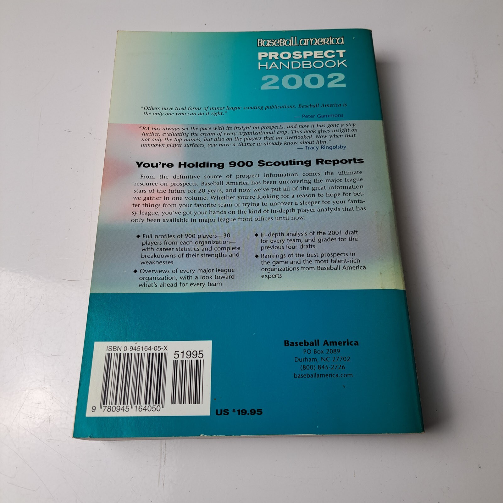 Prospect Handbook Baseball America 2002 Scouting Reports Peter Gammons