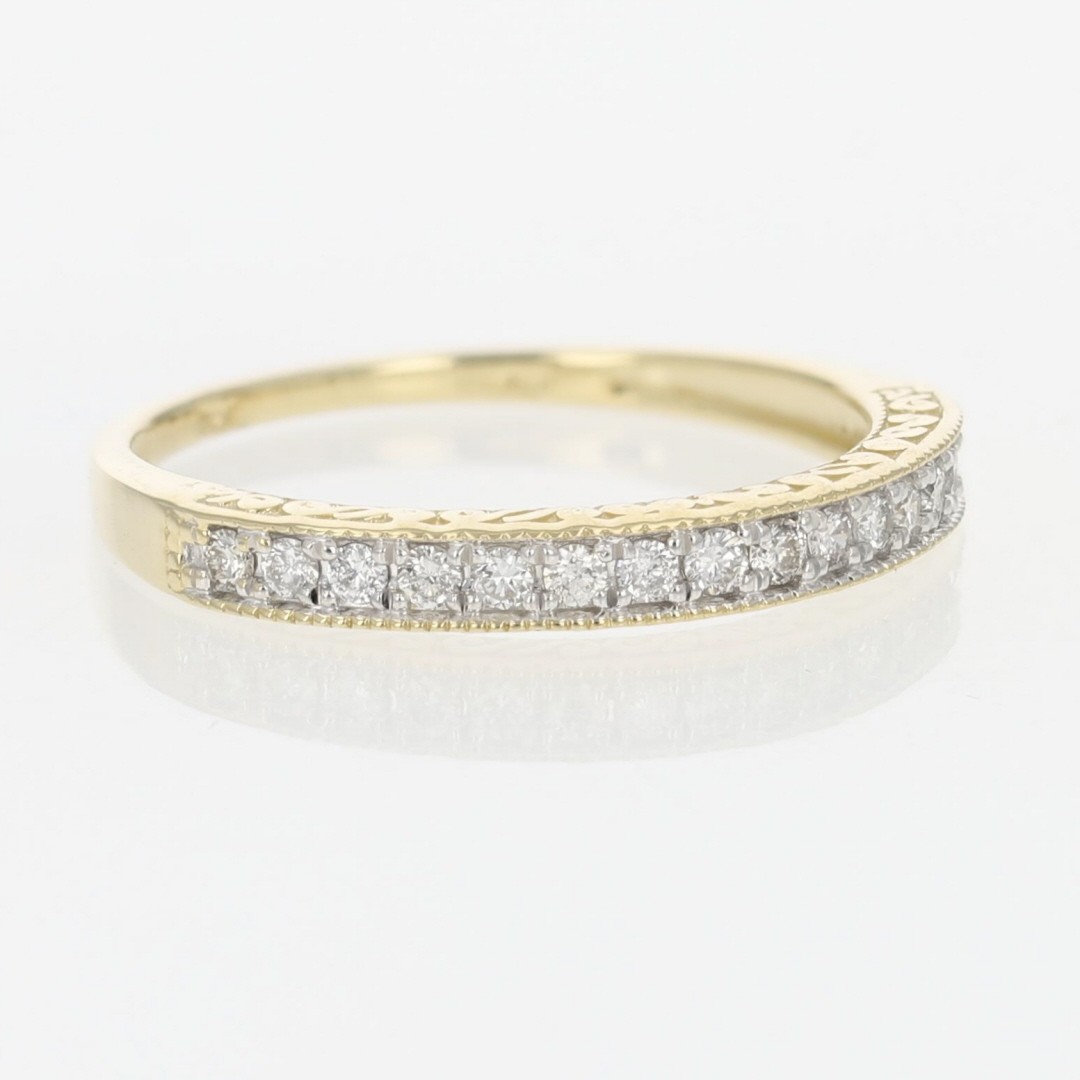 .18ctw Diamond Pavé Milgrain Scroll Wedding Band Ring 14k Yellow Gold Size 7