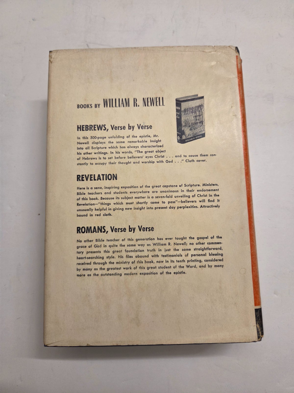 Romans: Verse by Verse William R. Newell HC/DJ, Moody Press 1938