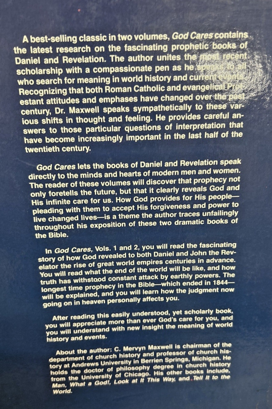 God Cares The Message Of Daniel Revelation Vols. 1 and 2 by Mervin Maxwell HC