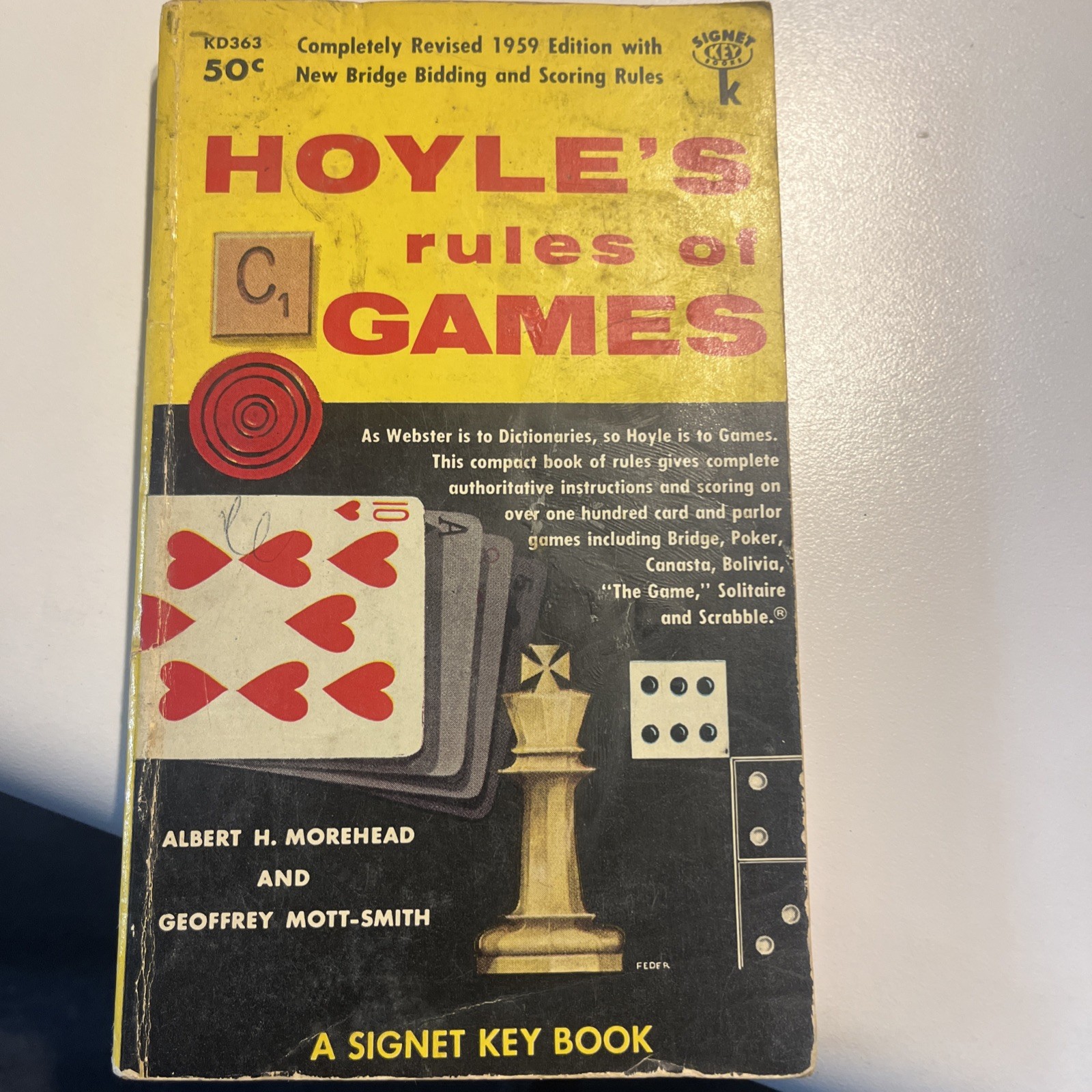 Hoyle’s Rules of Games Book Instructions Scrabble Poker Bridge Cards VTG 1959