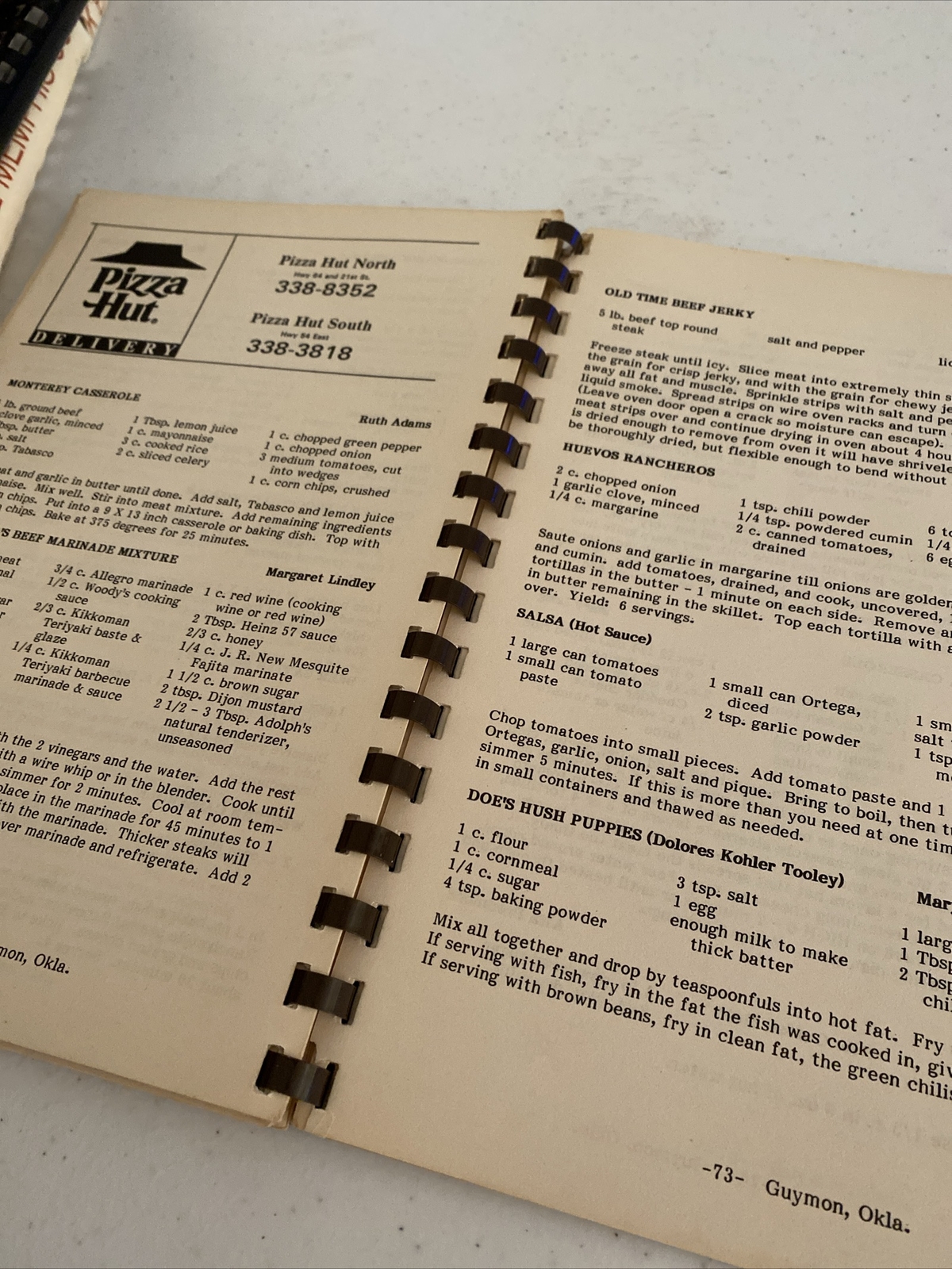 Vintage Church Cookbook Guymon Oklahoma Cherished Recipes Pie Crust Desserts ++