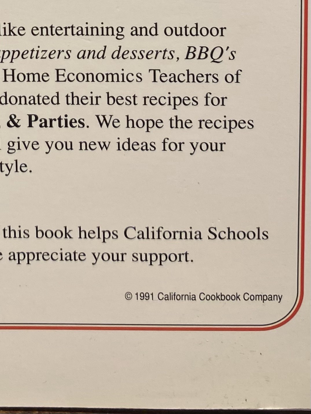 Vintage Recipe book California BBQ’S and Picnics & Parties CA Home Ec Teachers