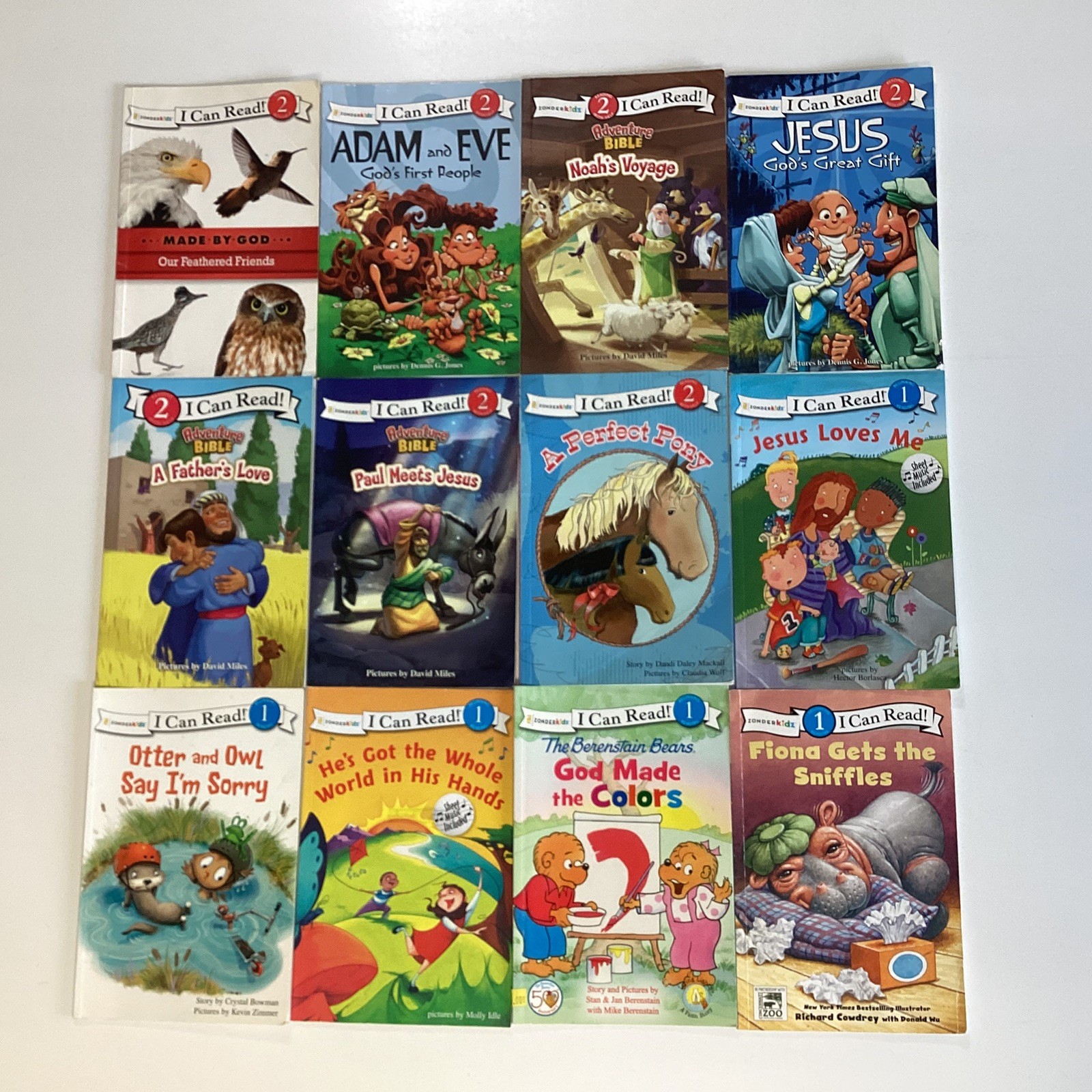 Zonderkidz Religious I Can Read Level 1 &2 Readers 1st 2nd 3rd Grade 12 Book Lot