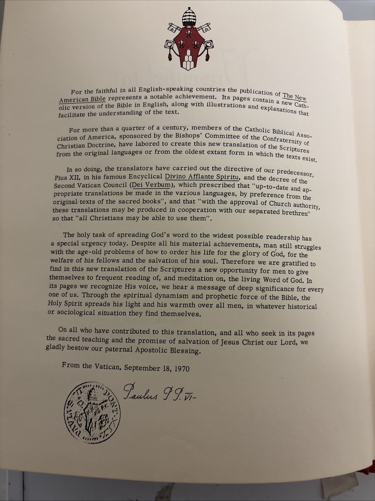 Holy Bible NAB Red. The New American Bible. Catholic Press World