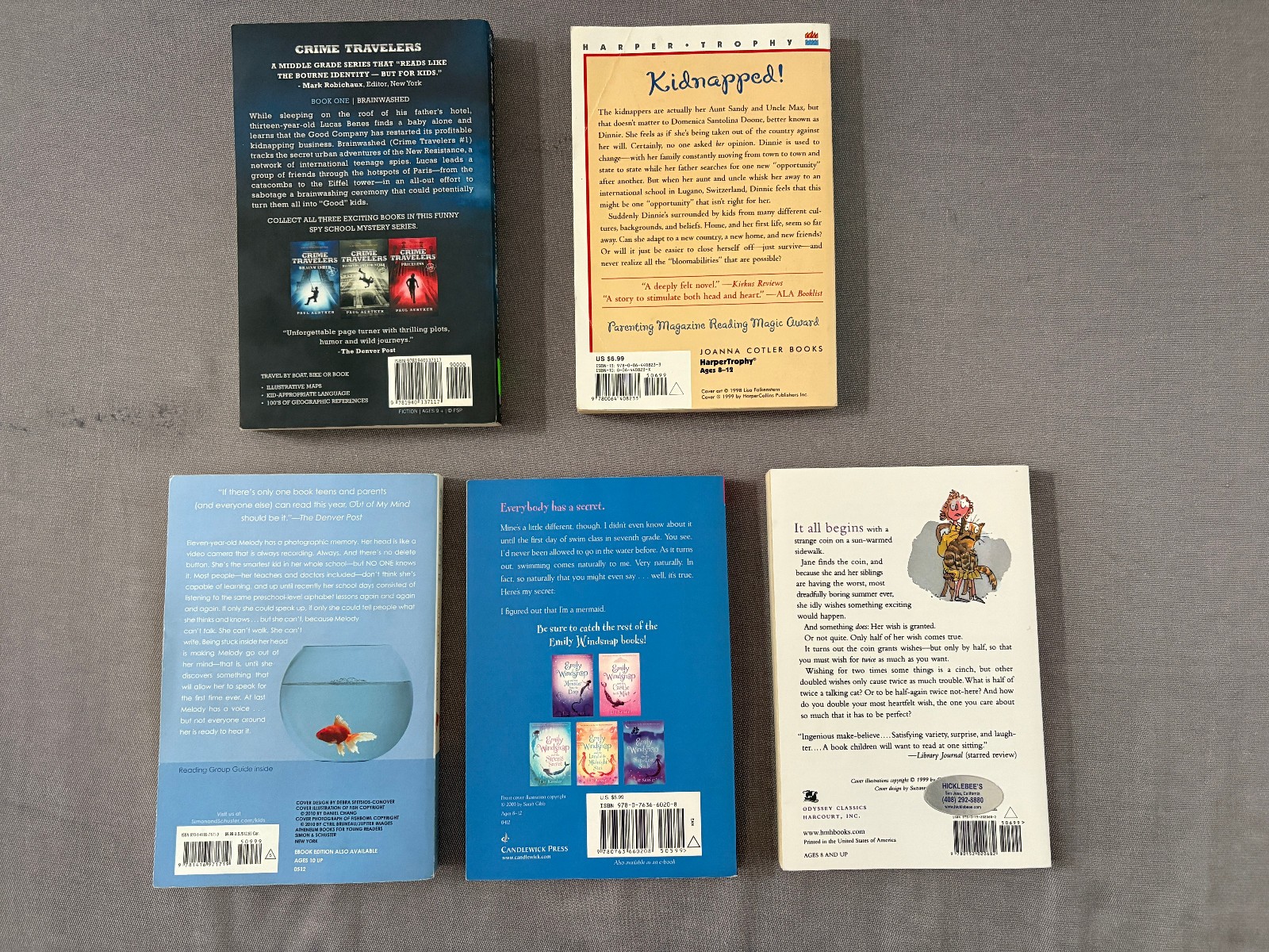 Kids books lot – 8-10 years old – Emily Windsnap, Half Magic, Out of my mind