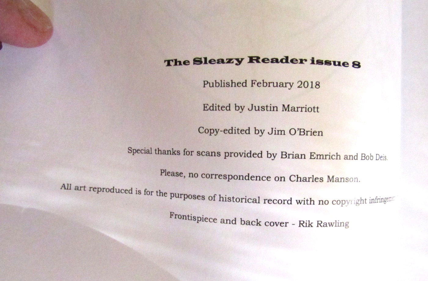 The Sleazy Reader Issue 8 – Fanzine for Vintage Adult by Justin Marriott (2018)