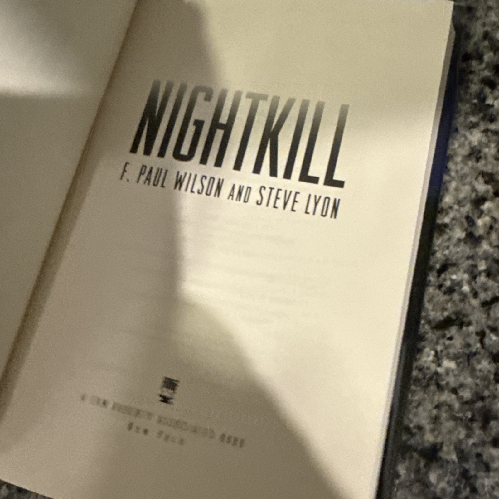 Nightkill – F. Paul Wilson & Steve Lyon – First Edition HCDJ Medical Thriller