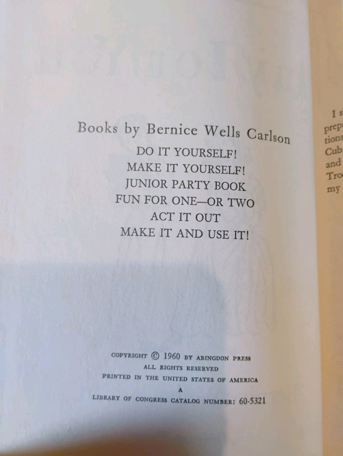 Right Play for You by Bernice W. Carlson (1960) HCDJ