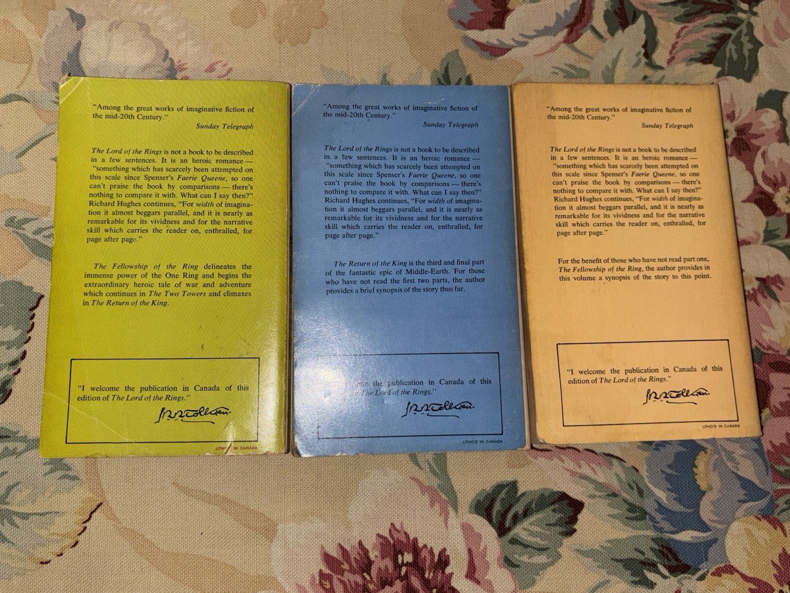 The Lord Of The Rings Methuen J. R. R. Tolkien Canadian Edition Set 1975