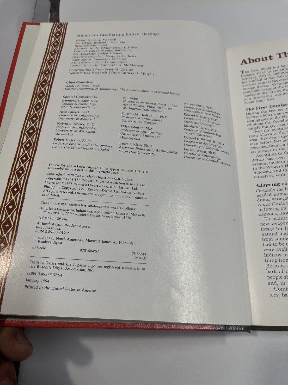 America’s Fascinating Indian Heritage by Reader’s Digest Editors 1978 Hardcover
