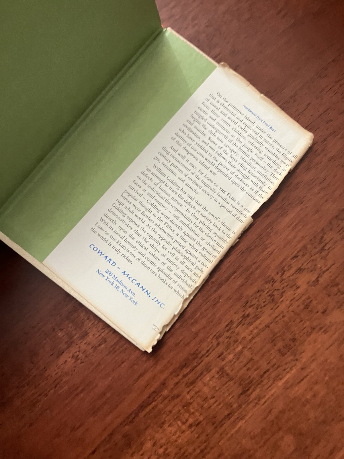 The Lord of the Flies The 1962 Edition HBDJ William Golding 1st 3rd Conrad