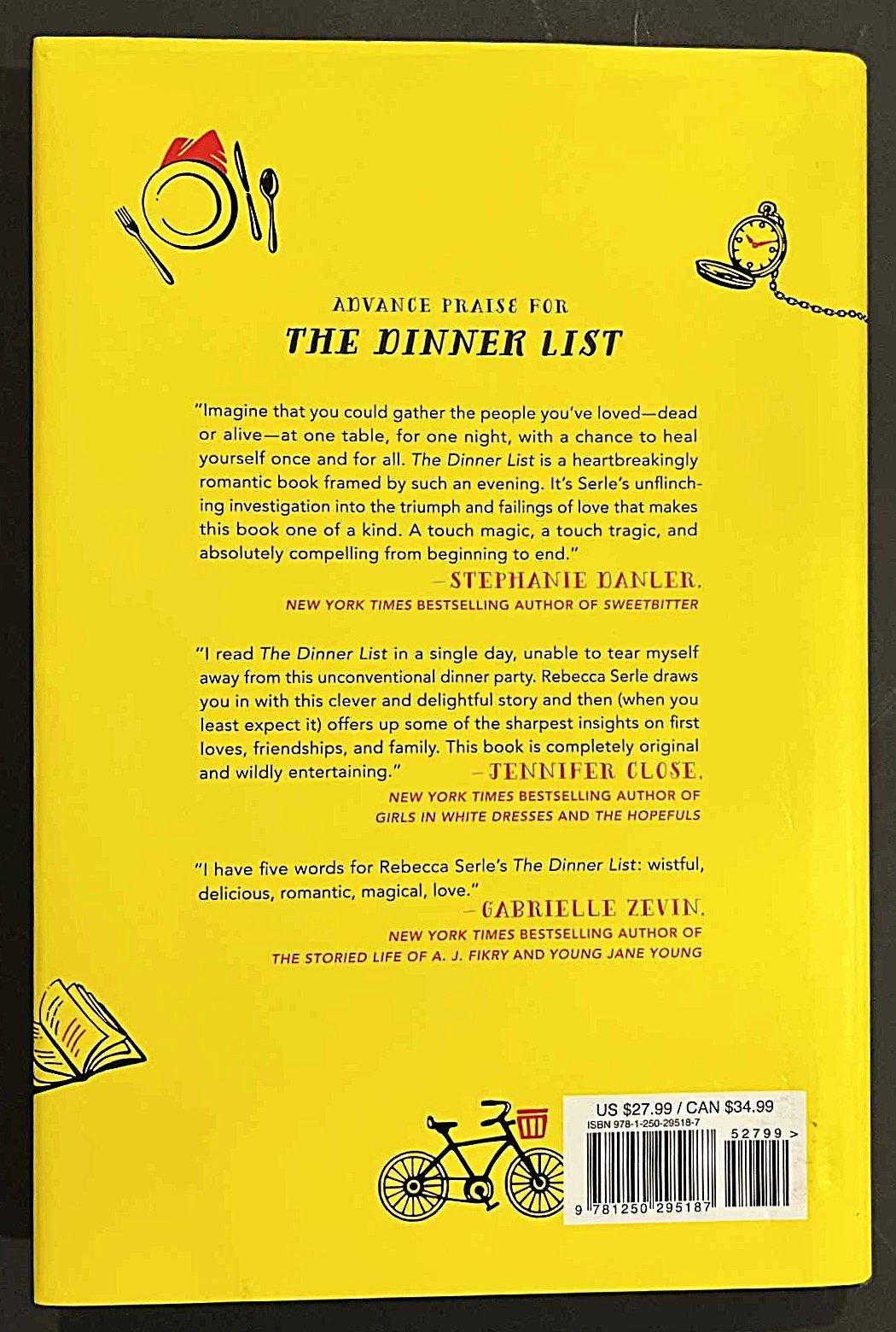 The Dinner List Rebecca Serle SIGNED True First Edition Hardcover Dust Jacket