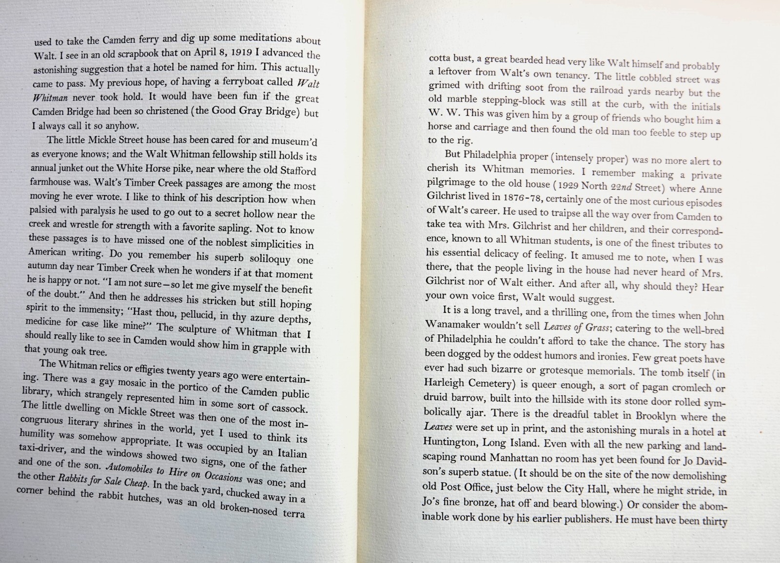 WALT WHITMAN IN CAMDEN PREFACE BY CHRISTOPHER MORLEY 1938 HC LE OF 1100.
