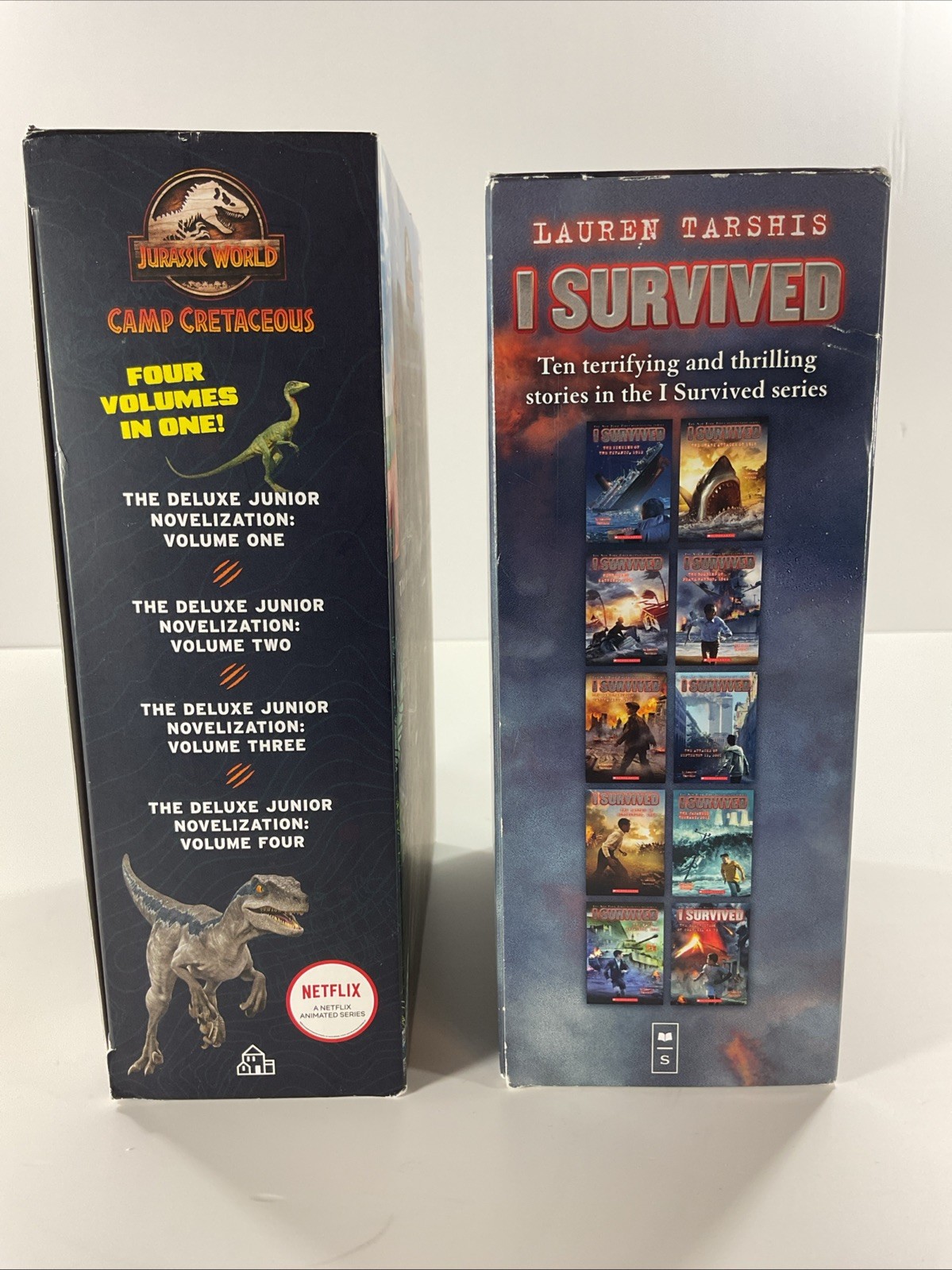 Boxed sets grades 2-4 Lot of 14 I Survived 1-10 PB Jurassic World 1-4 HC