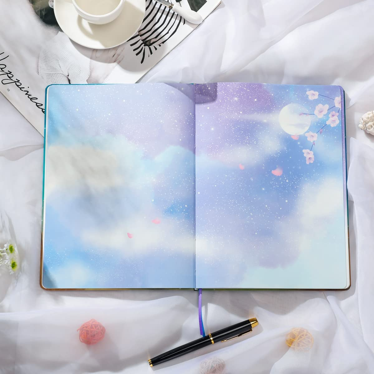 ​B5 Notebook with Colored Space Art Pages, 160 Blank Pages for Writing, Unique D