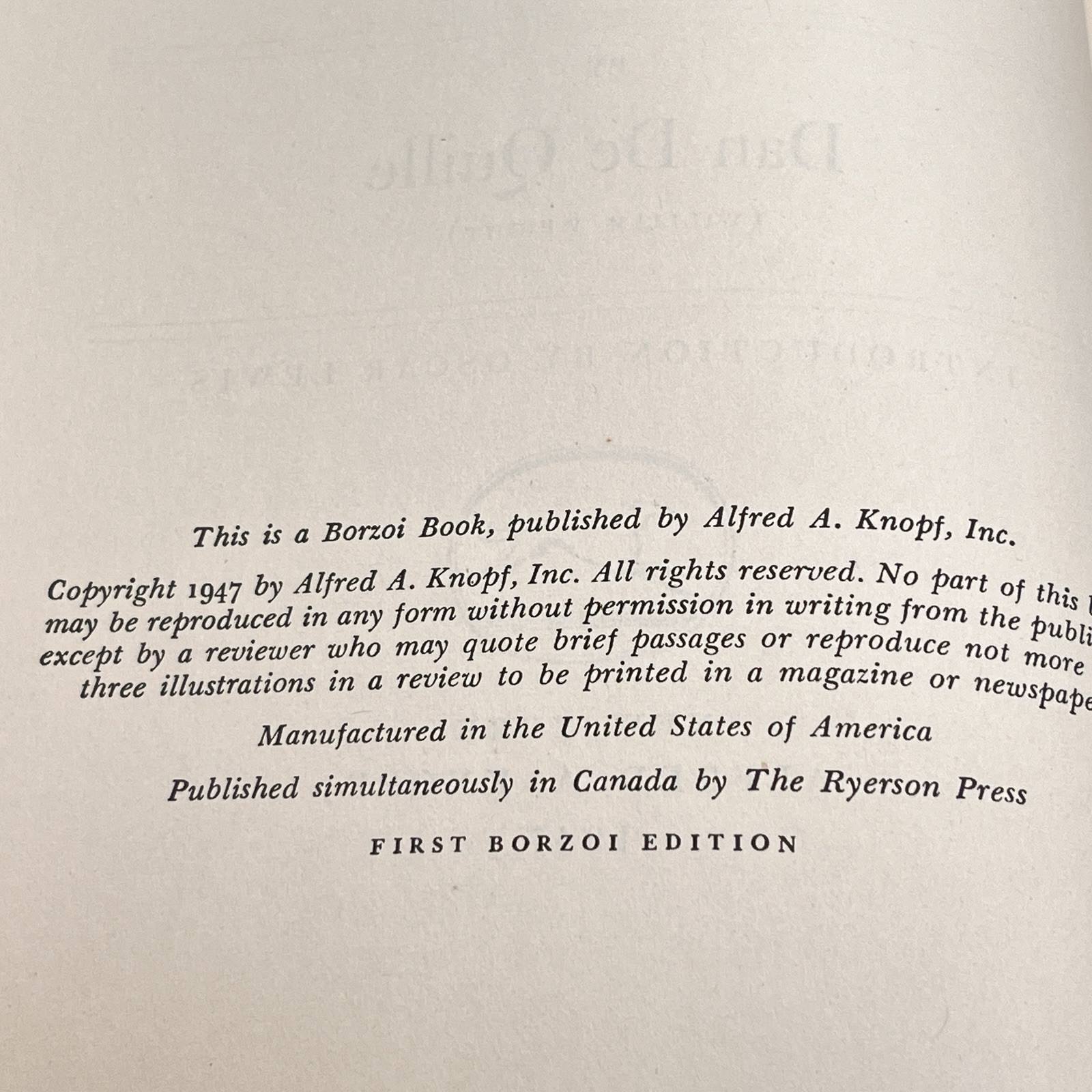 The Big Bonanza by Dan DeQuille, 1947 Borzoi Edition Hardcover No DJ